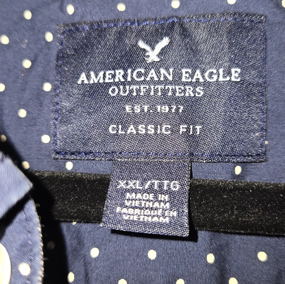 👕 👕2 For 1!!! Men's Dress Shirts American Eagle Dots & Land's End Chambray - Picture 2 of 10
